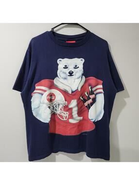 Vintage 1995 Coke Coca Cola Polar Bear Football Big Logo Graphic Promo Mens XL